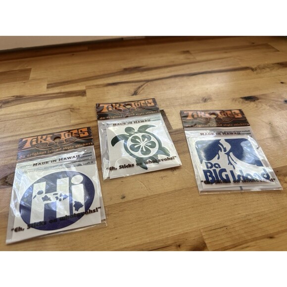 Tiki Toes 2” Hawaii Turtle Decal, Hawaiian Volcano And Islands Map Sticker Lot - Picture 1 of 4